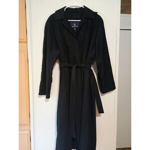 VTG London Fog Trench Coat Women's Large Petite Black With Removable Lining